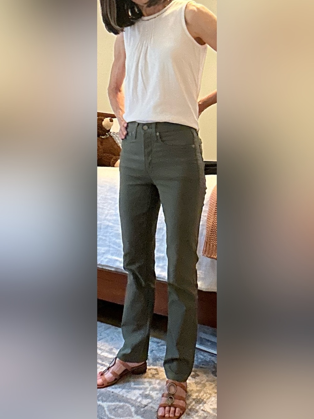 Lucky Brand Zoe High Rise Straight Jeans in Olive